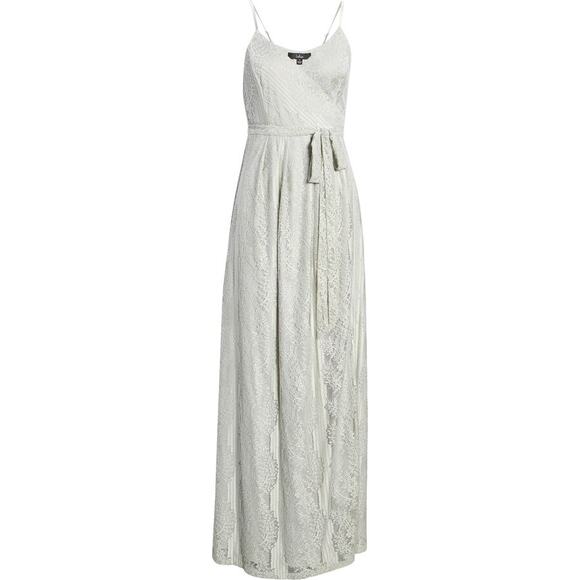 NWT Lulus Lovely in Lace Embroidered Wrap Maxi Dress Gown sz. S - Picture 1 of 6